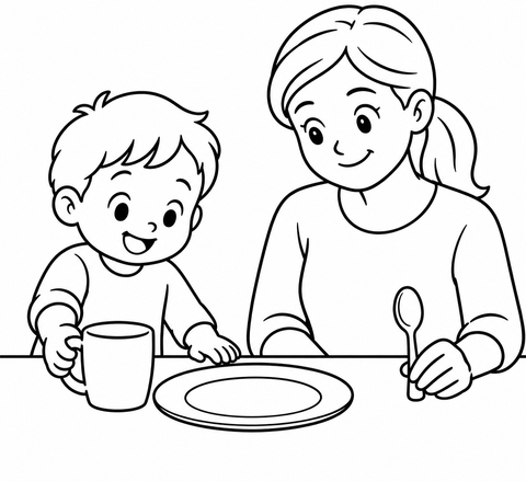 Чашка рядом с тарелкой