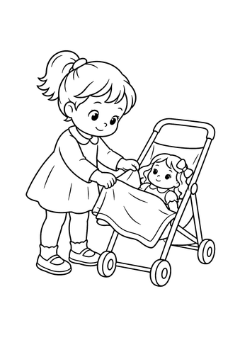 Кукла в коляске