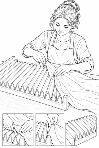 Мастер делает плиссировку