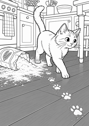 Мучные следы кота